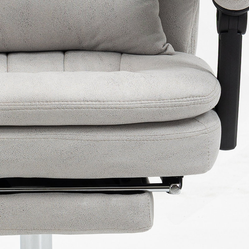 Chaise de bureau avec polyester, pivotante, soutien lombaire, massage, hauteur réglable, appui-tête, repose-pieds, Gris clair