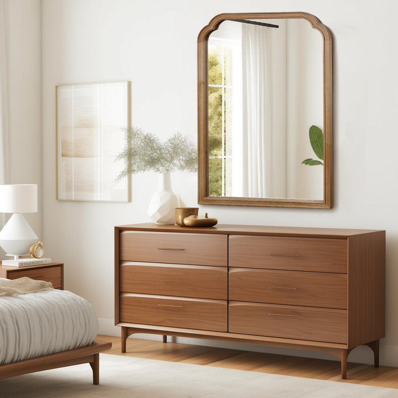 Miroir mural en bois massif pour salle de bain ou chambre à coucher, 40 po x 30 po, Miel profond