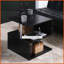Table basse de 20 po en forme de S noire avec rangement à 3 niveaux, poteaux en acier et surface facile à nettoyer-650804136
