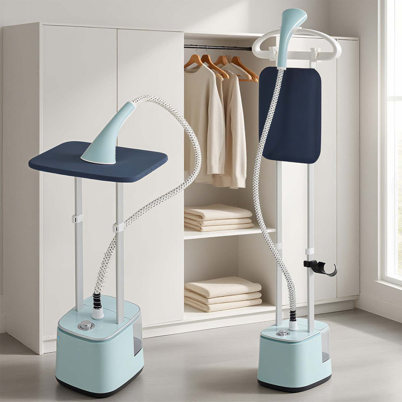 Défroisseur à vapeur debout 2000w avec tiges doubles réglables, réservoir de 2,7 l et 10 niveaux de vapeur, bleu, Bleu