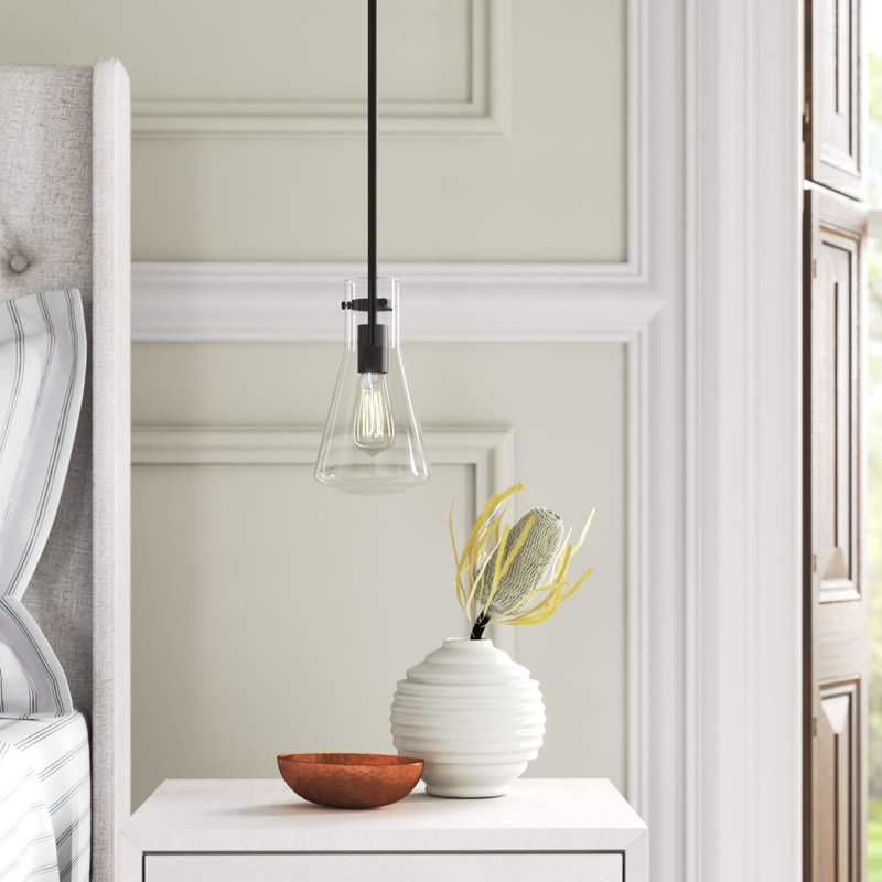 Renata 1 - Light Single Cone Pendant in Black, Black