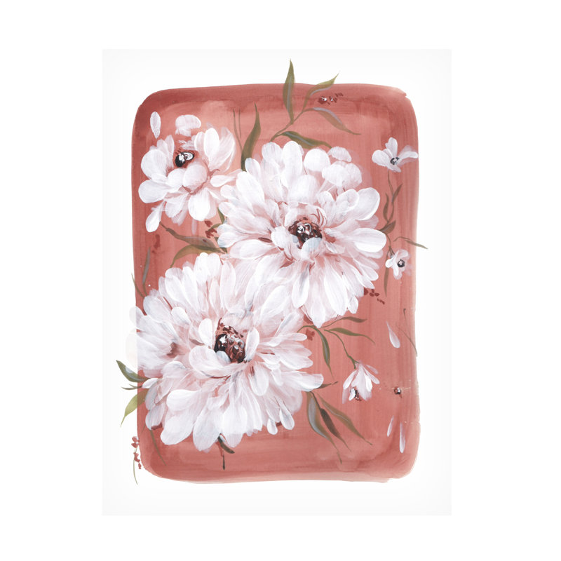 Art mural sur toile tendue - Amanda Cook «White + Rust Flowers», décoration murale pour le salon, la chambre à coucher ou le bureau - 14 x 19