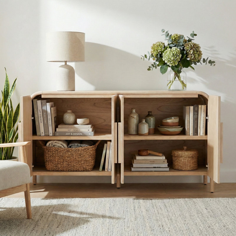 Serenia 4-Door Buffet - Weathered Sand, Weathered Sand
