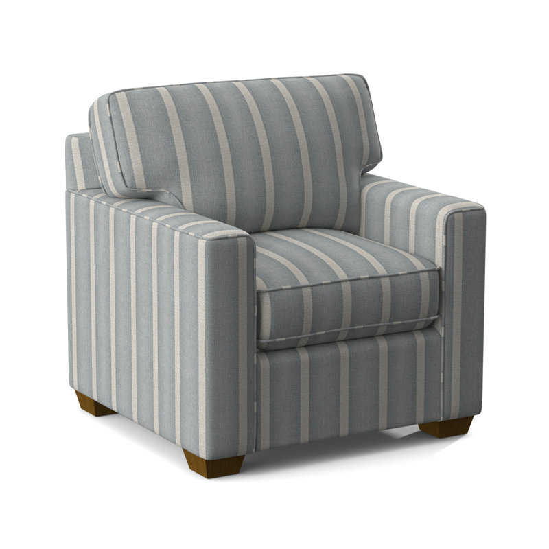 Easton Chair, Havana Finish, Light Blue and White Stripe; 0256-54
