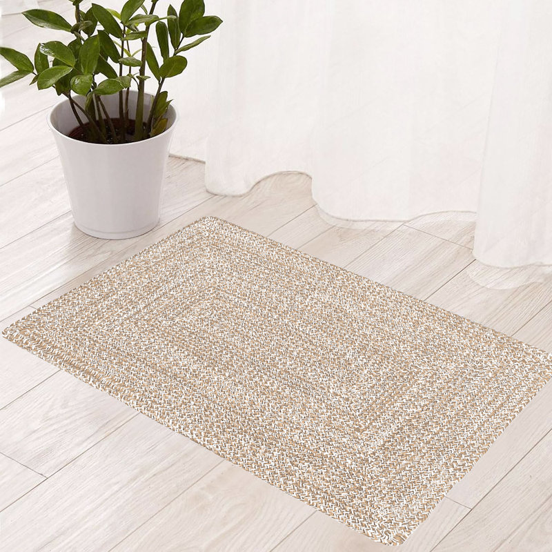 Tapis bohémien réversible en coton naturel, Rectangle 2 pi 25 po x 3 pi 5 po