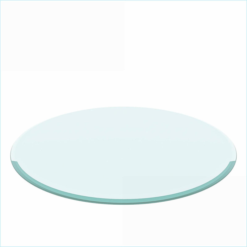 Plateau de table basse rond en verre trempé de 24 po d'épaisseur, 2/5 po avec bord biseauté poli, facile à nettoyer