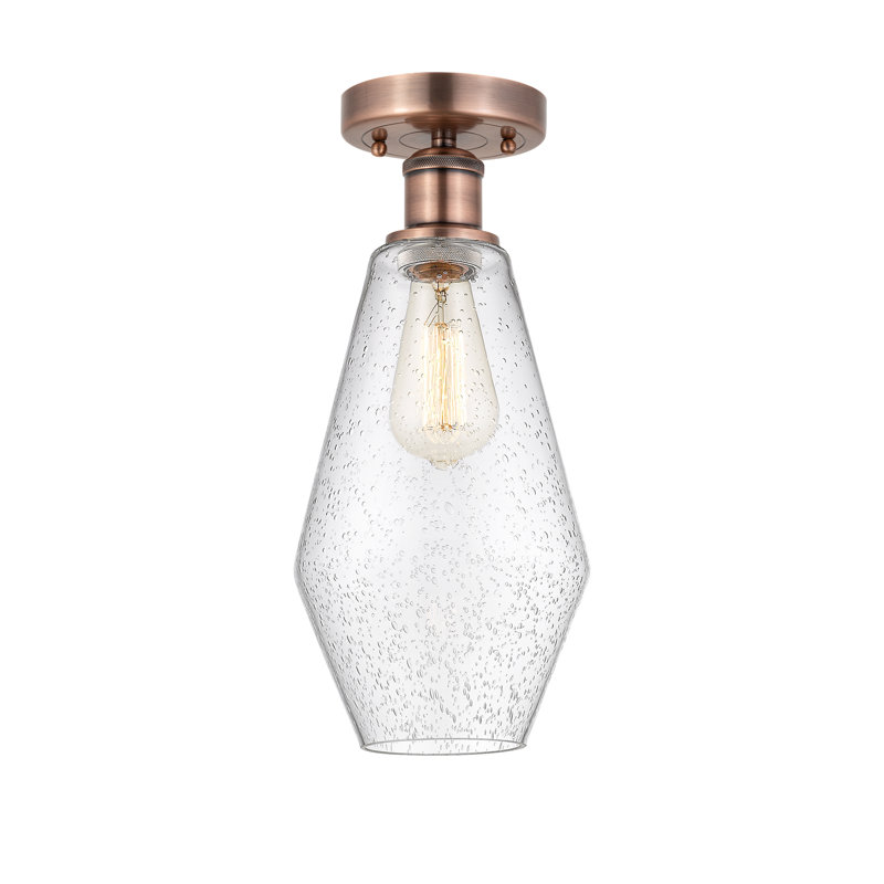 Plafonnier semi-encastré en verre Amylea, Grainé, Cuivre antique