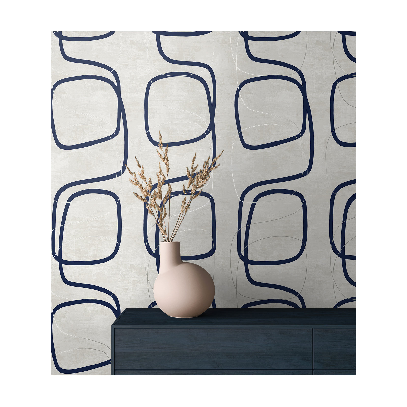 Lianna Modern Abstract Wallpaper, Blue