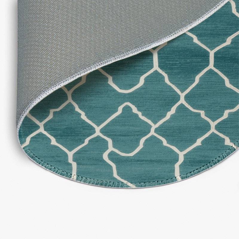 Tapis bleu intérieur et extérieur Trellis, Rond 5 pi