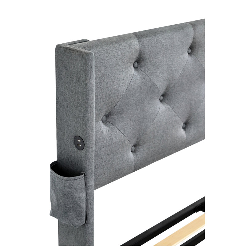 Lit escamotable avec rangement pour grand lit, Gris clair, Grand lit