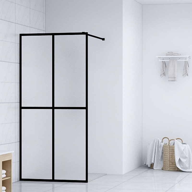 Modern Black Semi-Frameless Tempered Glass Walk-In Shower Screen