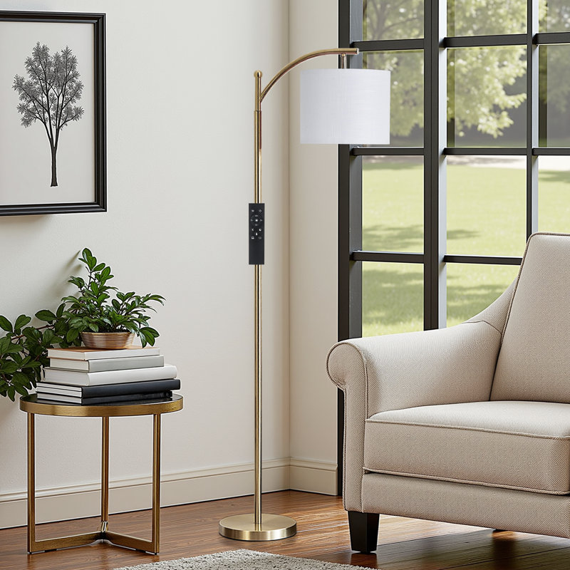 62'' Dimmable Gold Floor Lamp With Remote Control (10W LED Bulb Included), White