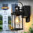 Outdoor Porch Light with GFCI Outlet, Black Motion Sensor Exterior Lighting Fixtures Wall Mount for House