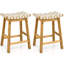 Winston Porter Saddle Stools Set Of 4 Counter Height Stools W/ Pu Leather Woven Seat Brown-478834921-478834922