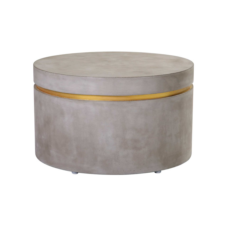 Perpetual Outdoor Round Side Table, Slate Gray/Gold