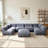 Modular Linen-Look Floor Sectional Sofa Set with Removable Slipcovers