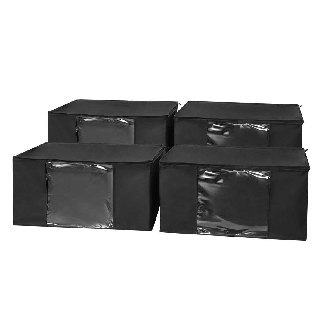 TUSK® Jumbo Storage With Clear View 4-Pack - Black (Set of 4) DormCo