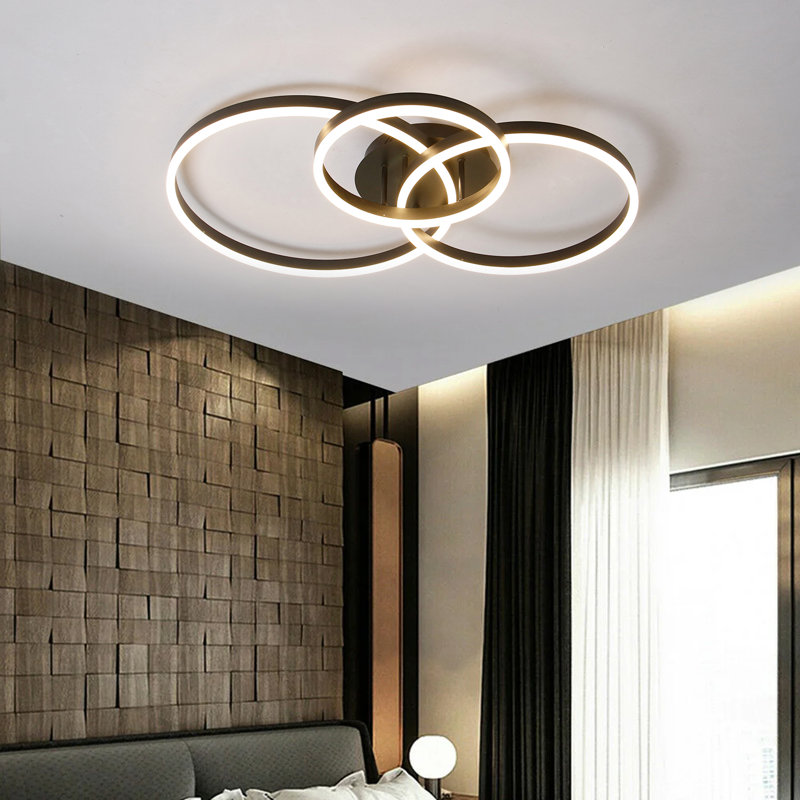 Karagh 3-Light Flush Mount Ceiling Fixture for Living Room Bedroom, Black