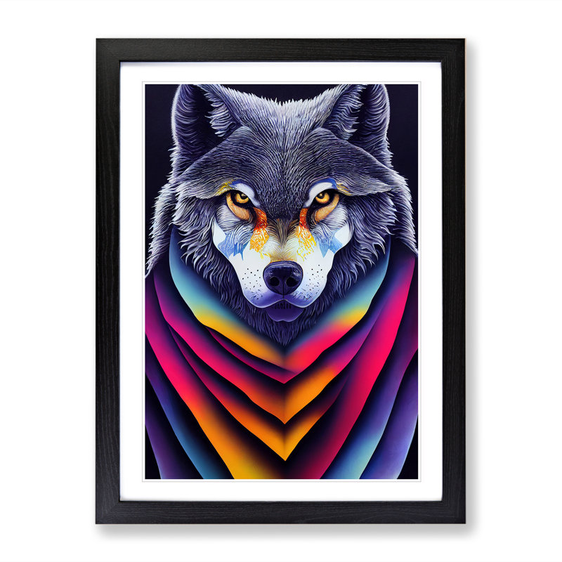 Wolf In Colour No.3 - Single Picture Frame Print, Black Framed, 64cm H x 46cm W x 2cm D