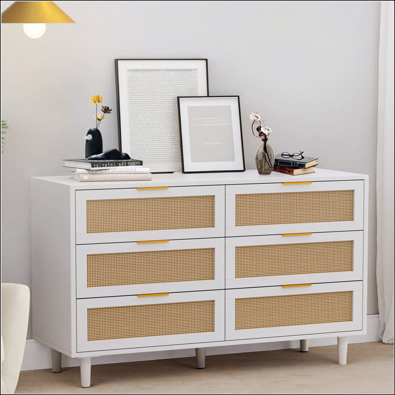 51.18"6-Drawers Rattan Storage Cabinet Rattan Drawer
