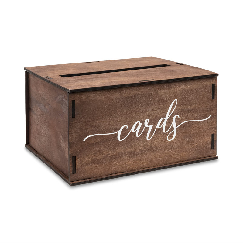 Boîte à cartes de mariage en bois avec fente et couvercle | Porte-enveloppe cadeau argent Grad | Décorations rustiques de souvenirs