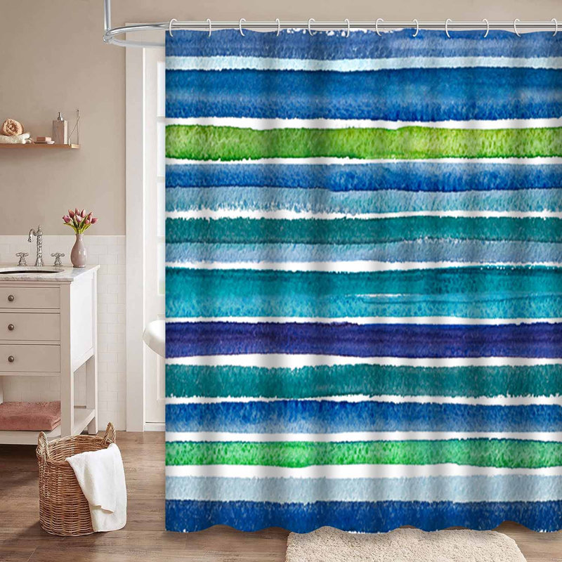 Rideau de douche aquarelle coloré avec 12 crochets, L 72 po x l 78 po