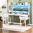 47"-59" Computer Desk with LED Lights & Outlet & Hutch-1209694760-1209694762
