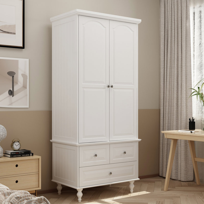 Talisha Freestanding Wooden Wardrobe Armoire with 3 Drawers