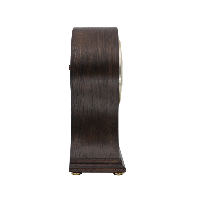 Antique Brown Oak Wood Quartz Mantel Clock with Pendulum
