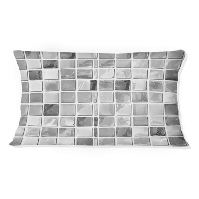 Grey Mosaic Tiles III - Modern Lumbar Pillow
