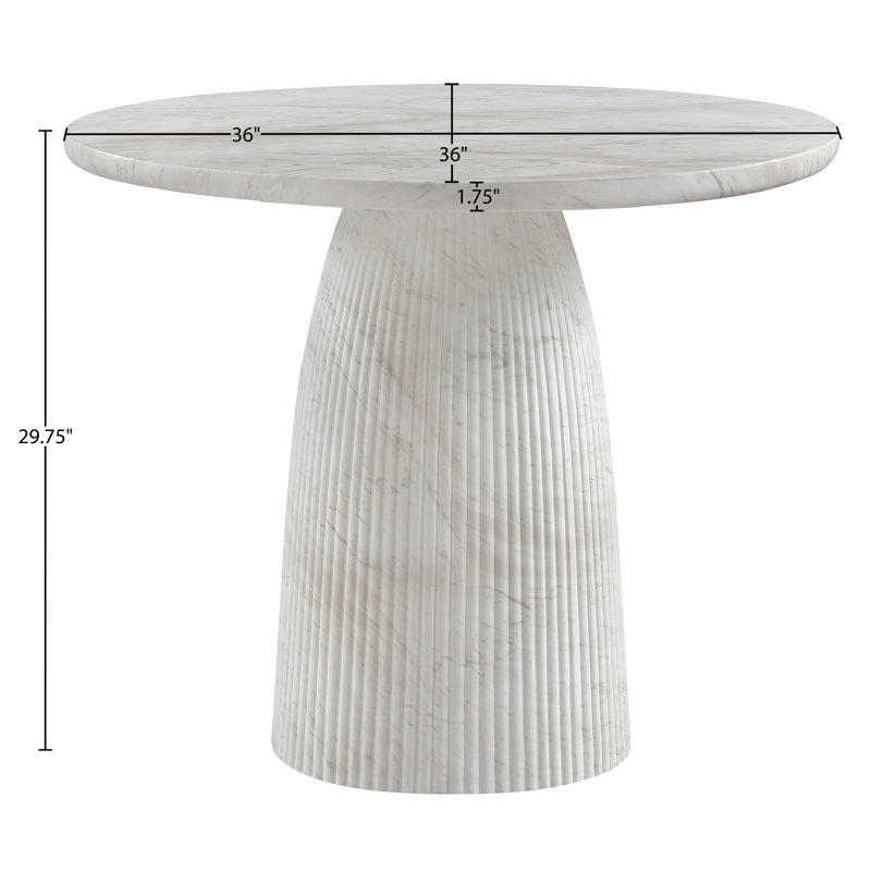 Table de salle à manger Oronde, H 29,75 po x L 36 po x l 36 po, Blanc