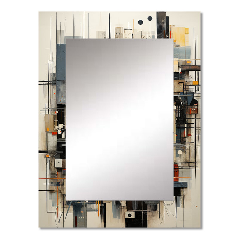 Abstract Cityscape Harlem Renaissance I - Buildings Unique Wall Mirror, Industrial Mirror, Printed Metal Art, 32" x 24"