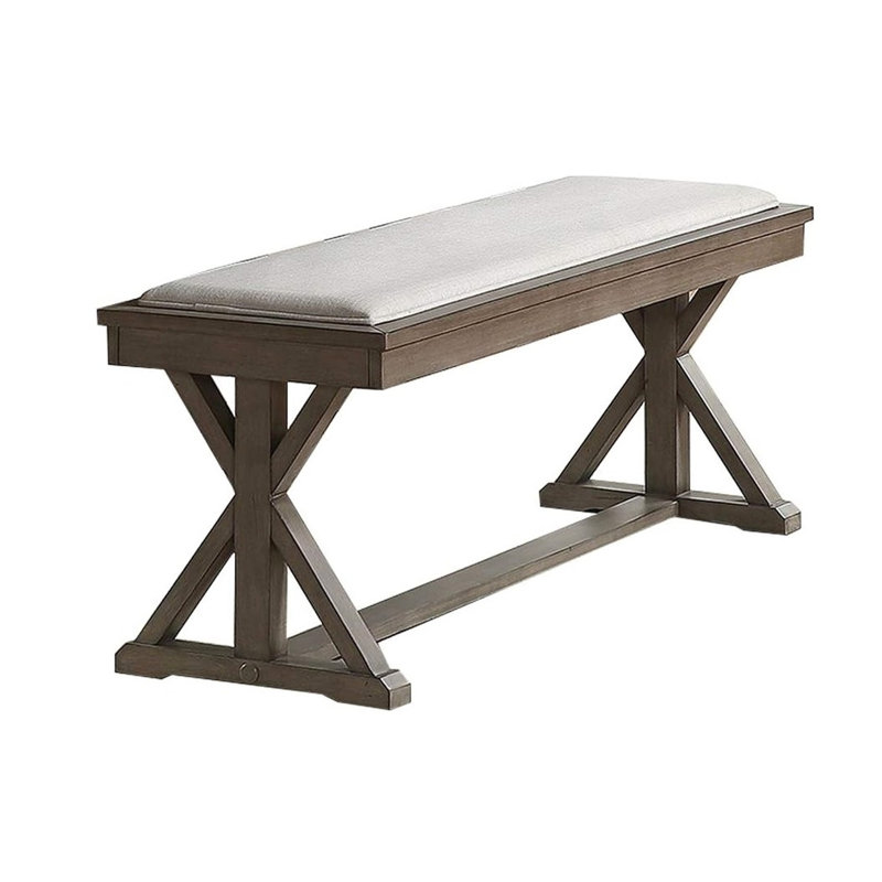 Banc de salle à manger contemporain gris cendré avec noyau en bois massif et placage de style moderne