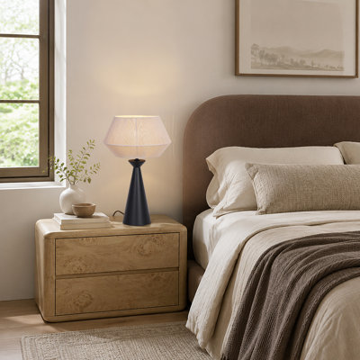 21.7" Oak Wood Base Table Lamp