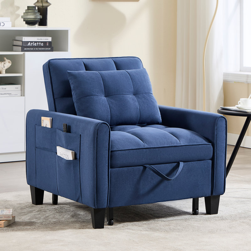 Fauteuil-lit rembourré 31,7 po, Bleu