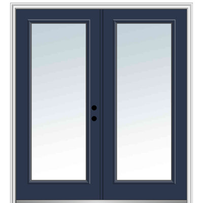 Quarter Fan Lite 4-Panel Two Sidelites Grilles Between Glass Fibreglass Painted Prehung Entry Door