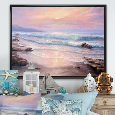 " Pastel Purple Sunset Over Incoming Ocean I "