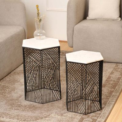 Ensemble de 2 tables d'appoint Sleek Hexagon