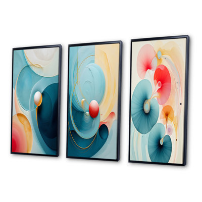 «Tender Awakening In Retro BlueII», 3 pièces sur toile