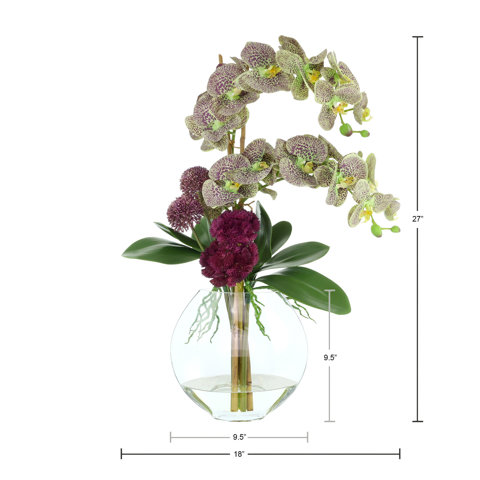 Orchid and Sedum Floral Arrangement in Vase