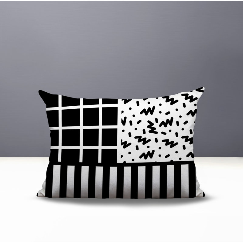 Oreiller rectangulaire réversible intérieur / extérieur Froza, Rectangulaire H 14 po x l 20 po, Noir
