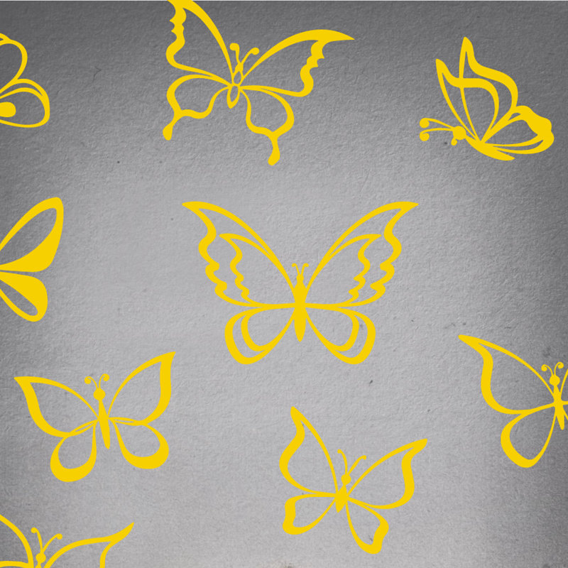 Adhésif décoratif papillon, H 55 po x l 58 po x P 0,01 po, Jaune clair