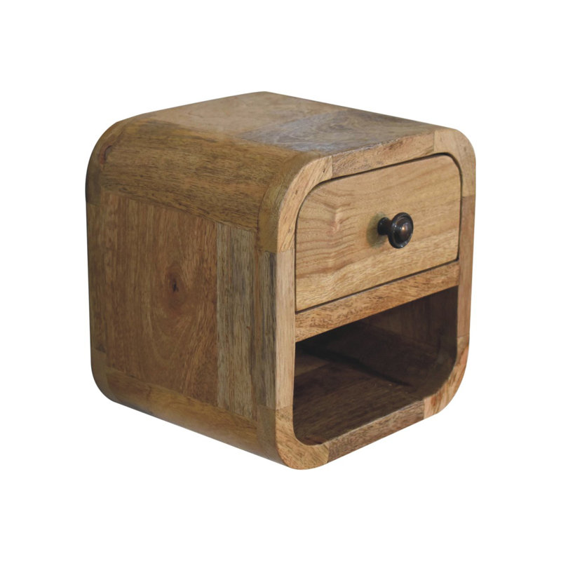 Foraker 20cm W Solid Wood Bedside Table, Oak-Ish