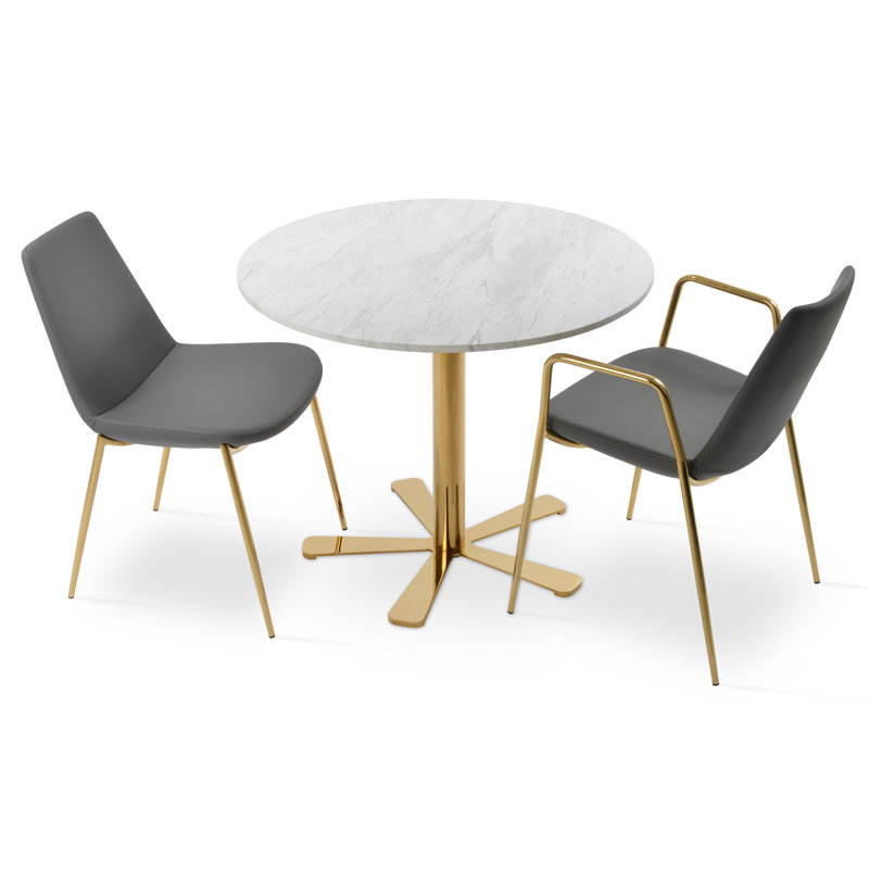 Eiffel 17'' H Upholstered Metal Side Chair, Orange Fabric, Gold/Brass