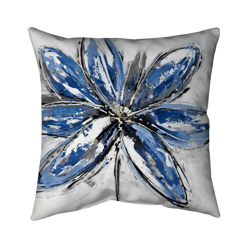 Blue petal - 20"x20" Outdoors Throw pillow - Spun poly - Print on demand