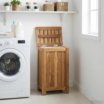 Solid Wood Teak Wash Bin Sorter Washing Basket 35x25x60 cm/50x35x60 cm