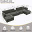 Canapé modulaire en U de 154 pouces avec repose-pieds en forme de U avec repose-pieds, conception modulaire pour le salon, ensemble de canapés à siège profond en velours côtelé 6 places avec console centrale et port USB, gris-1140864956