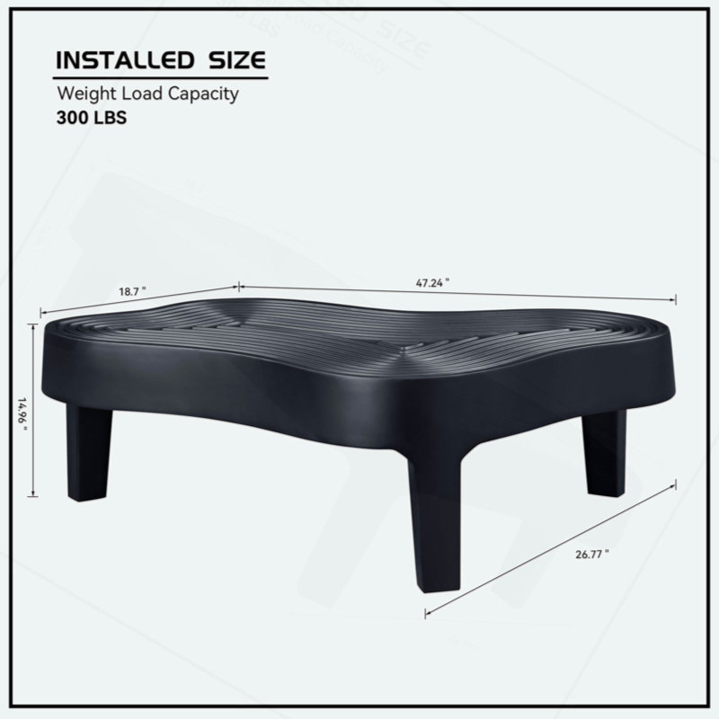 Matte Black Fiberglass Irregular Lift-Top Coffee Table