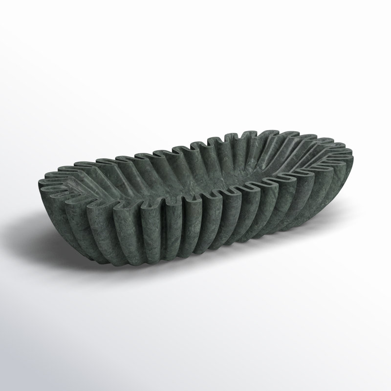 Vanderwall 16" Arkin Wavy Marble Bowl, Green