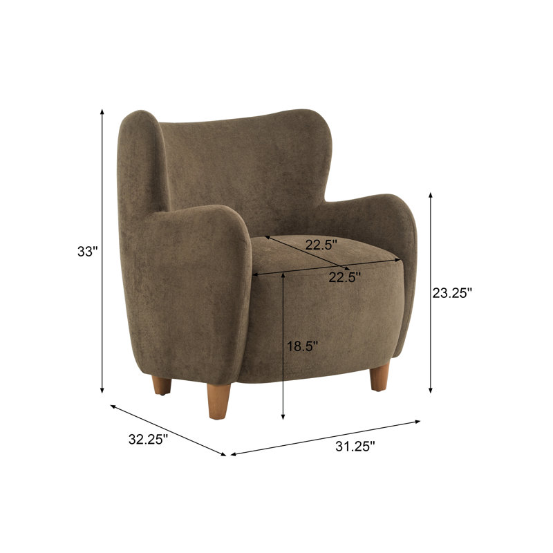 Reshami Wing Back Fabric Upholstered Accent Chair, Brown